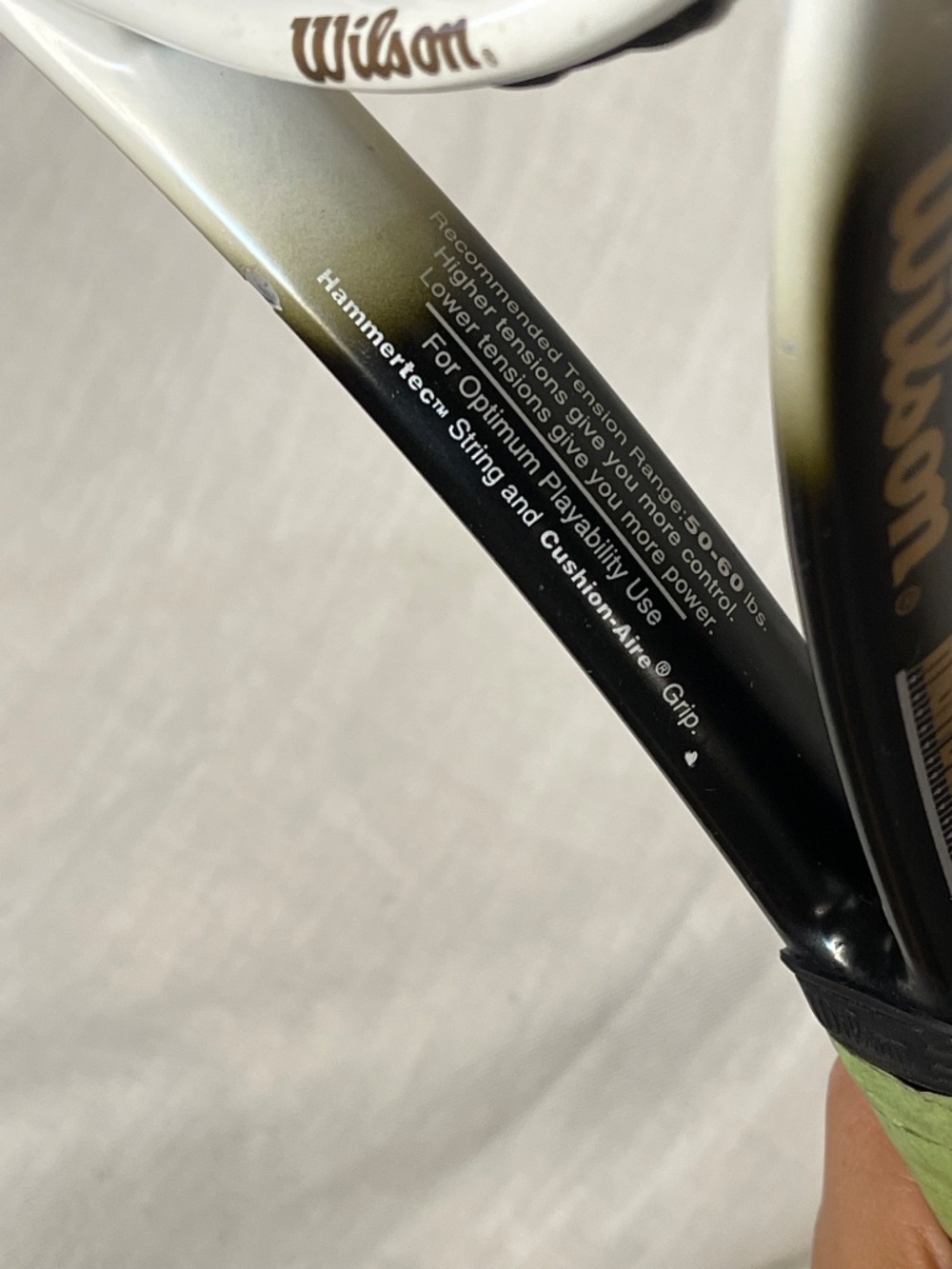 Wilson Tennis Racket with Red W String Logo and Green Grip - Picture 10 of 12